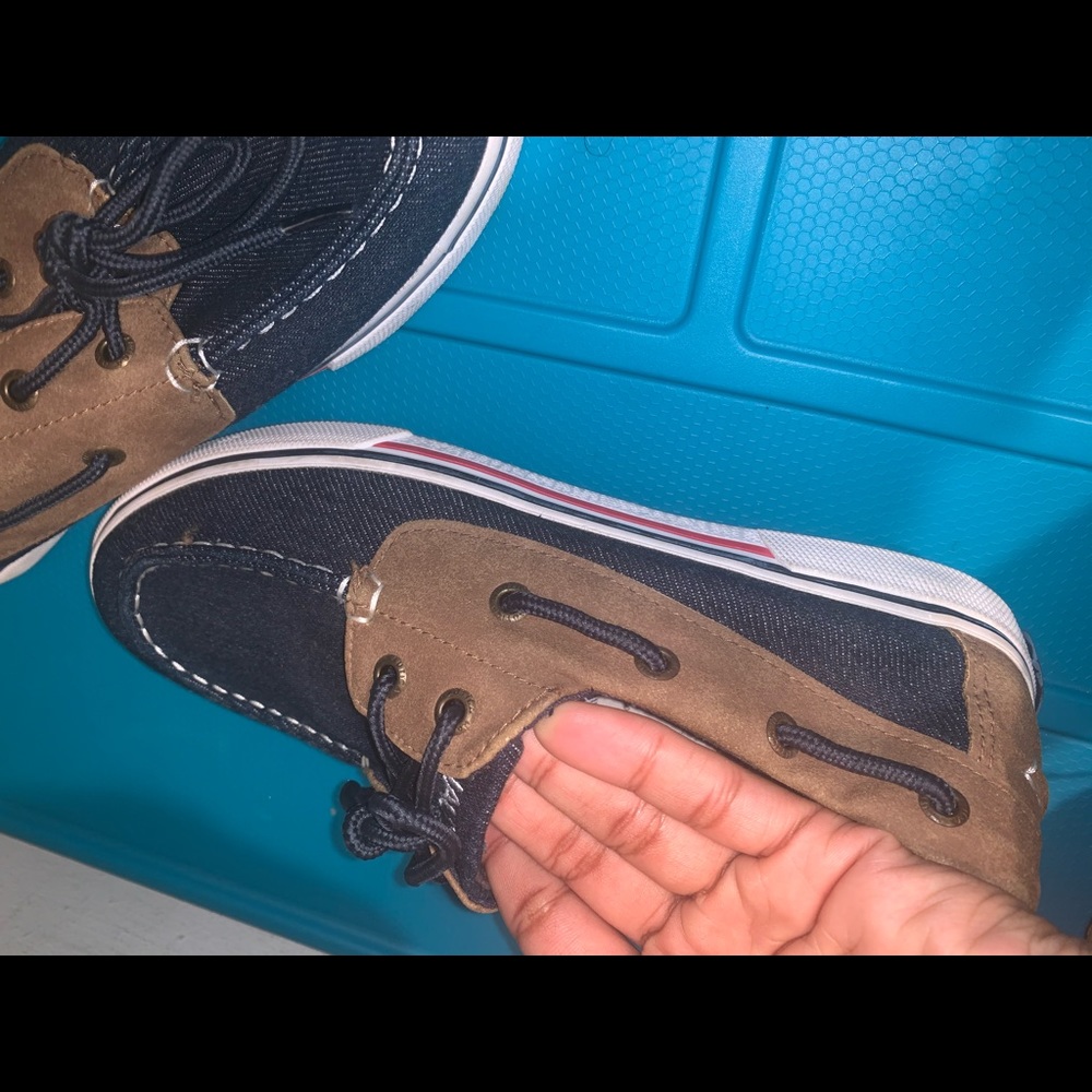Denim and brown slip on nautica shoes